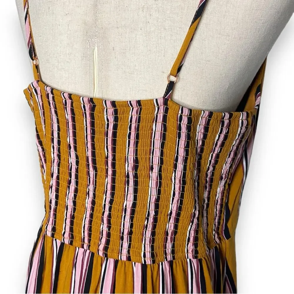 Xhilaration Striped Faux Wrap Mini Sleeveless Dress Smocked Back Womens Size XXL - Picture 6 of 11